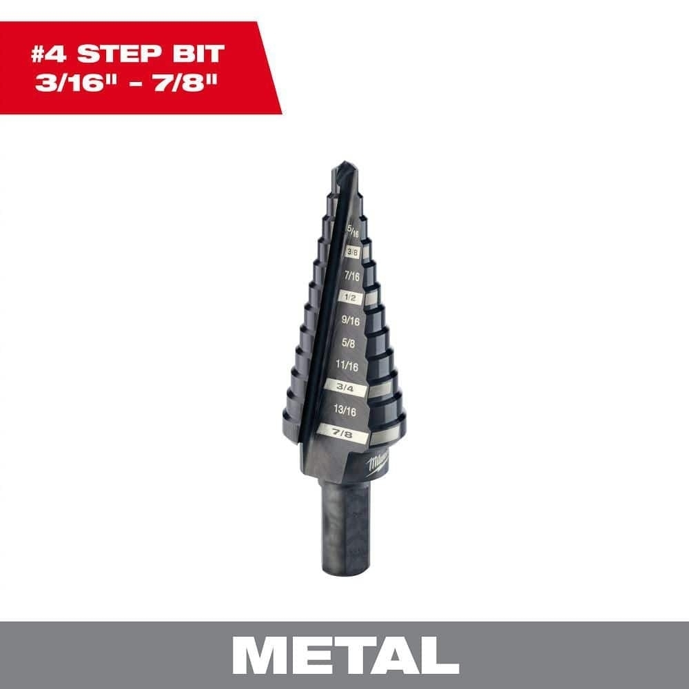 NIB #4 Milwaukee 3/16 in. - 7/8 in. Black Oxide Step Drill Bit